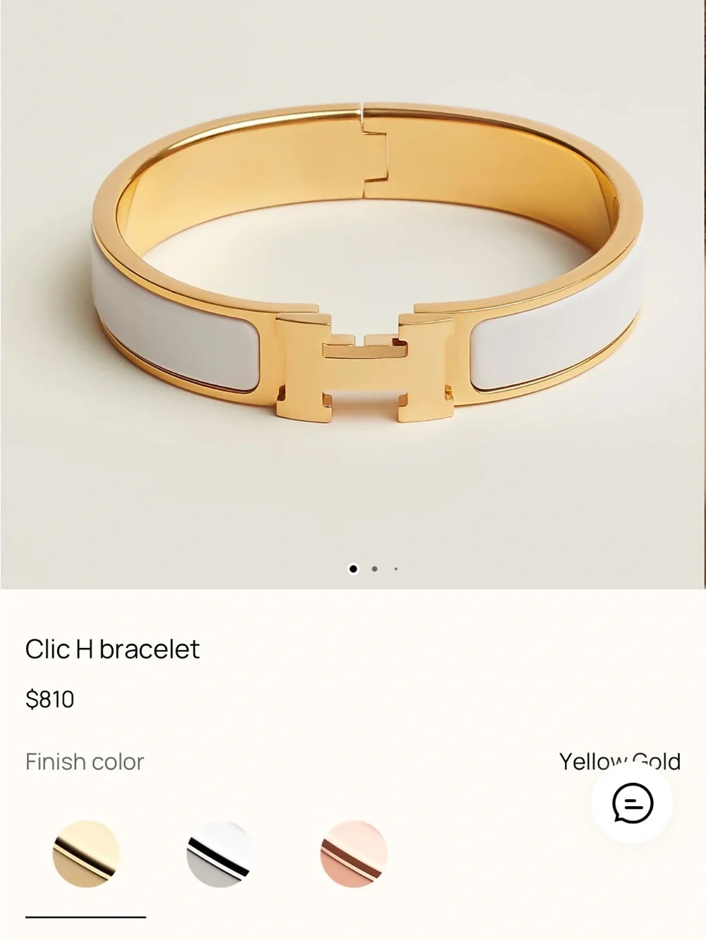 Authentic Hermes Gold and White Enamel Clic Clac H Bracelet